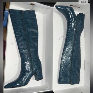 Nine West Adaly Heeled Boots | Size 7.5 | Medium Green